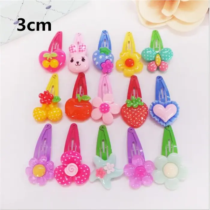 Barrette à la mode pour bébé, 20 pièces, jolie fleur solide, dessin animé, fleur en résine faite à l