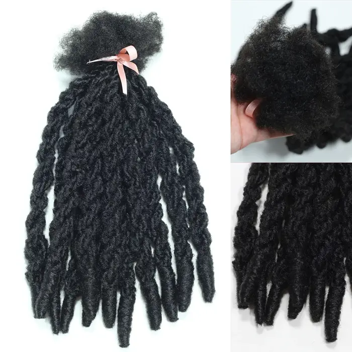Extensions de cheveux synthétiques bouclés double torsion noirs naturels de 14 pouces pour tressage