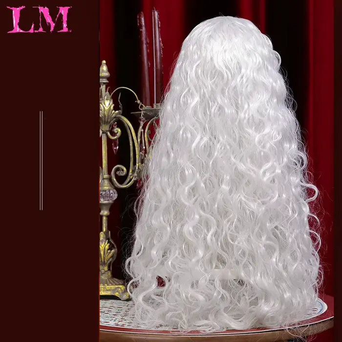 LM LM Perruques de Cosplay synthétiques ondulées longues ombrées blanches, perruques synthétiques