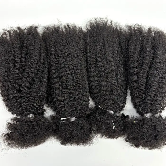 Extensions de cheveux humains bouclés afro crépus en vrac sans trame 30g/paquet 16 pouces pour micro-locks/permanentes/torsades/tresses/réparation de locks