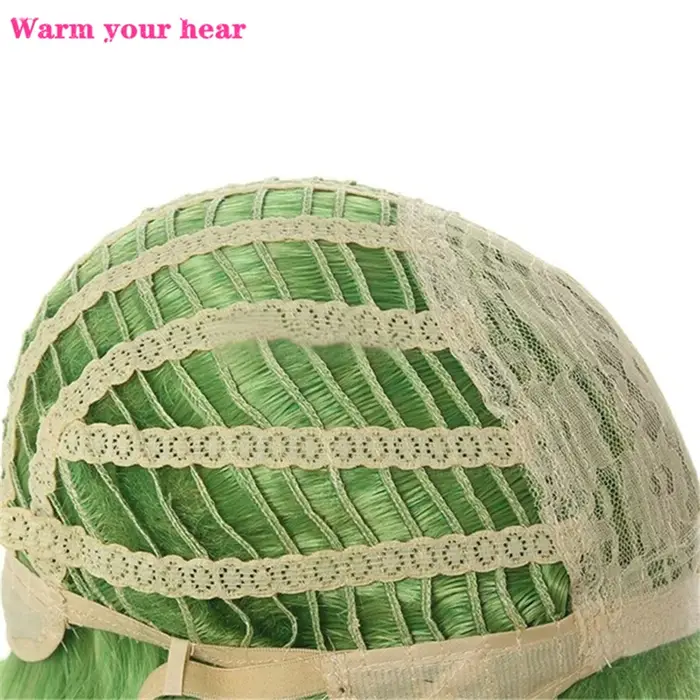 Perruque de Cosplay longue de 55cm avec faux cuir chevelu vert