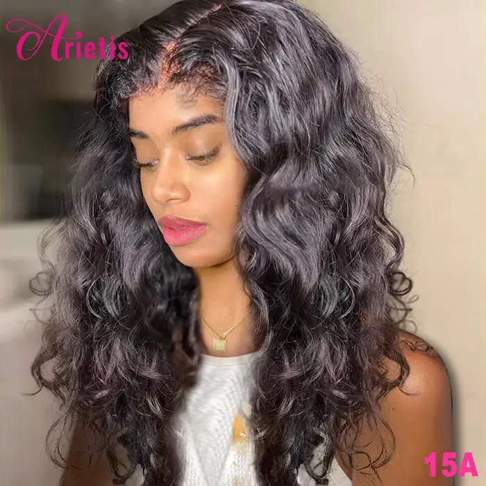 Vente en gros 13x6 13x4 vague naturelle avant de lacet perruques de cheveux humains pour les femmes 4c bords bouclés