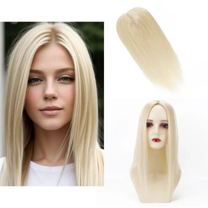 # Prothèse capillaire pour femme en cheveux humains Remy naturels, densité 150%, avec base en soie 6