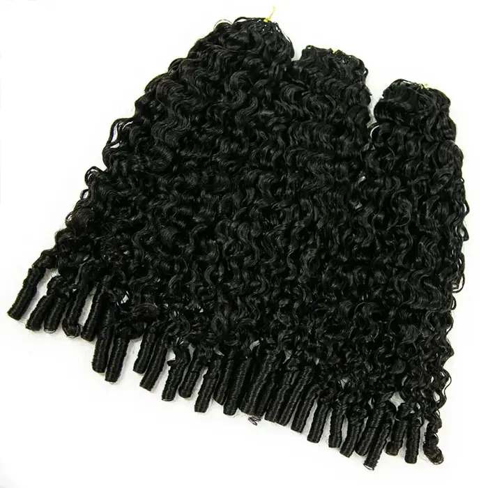 Extension de cheveux humains au Crochet bouclés profond de 3ème génération avec extrémité coily tresses Boho