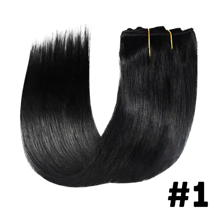Extensions à clips brun chocolat Extensions de cheveux raides doux pince dans les Extensions de chev