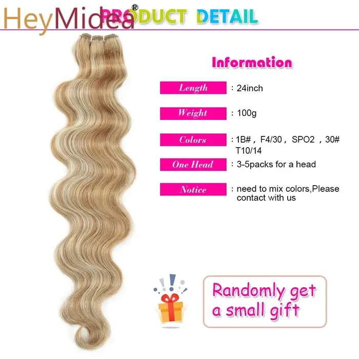 Extensions de cheveux synthétiques naturels Body Wave, tissage en mèches, Ombré Blond Piano, épaisseur 'Loose Deep', pour queue de cheval