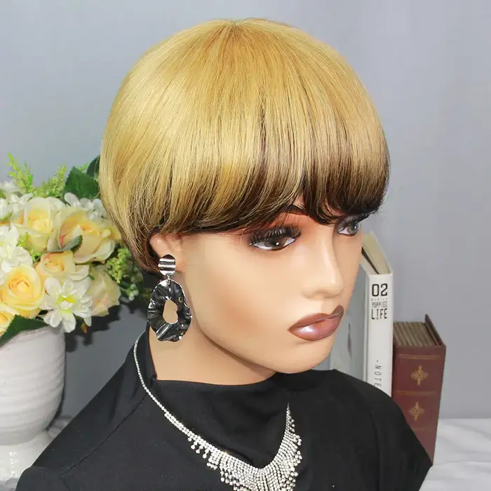 Perruque courte Pixie Cut en cheveux humains pour femmes