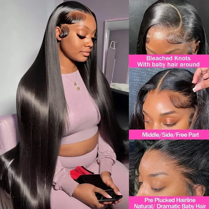 Perruques de cheveux humains frontaux en dentelle transparente HD pré plumées perruques de cheveux h