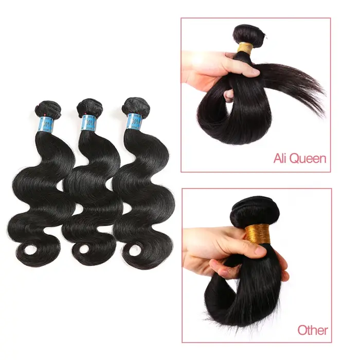 Ali Queen cheveux péruvien vague de corps cheveux humains vierges crus paquets 8 "-28" couleur natur