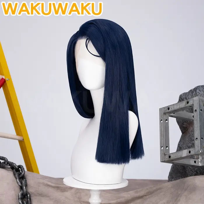 En STOCK Caitlyn avant dentelle perruque Anime Arcane Cosplay WakuWaku femmes bleu foncé cheveux longs 50 cm