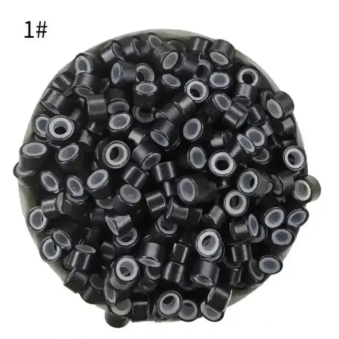 Extensions de cheveux, micro-anneaux 5*3*3mm, 100 pièces, micro-anneaux doublés de silicone, nano-an