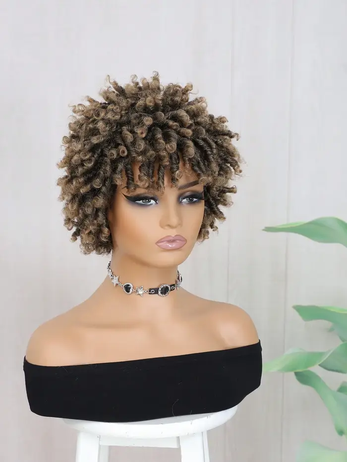 Perruque courte en dreadlocks pour femmes et hommes noirs