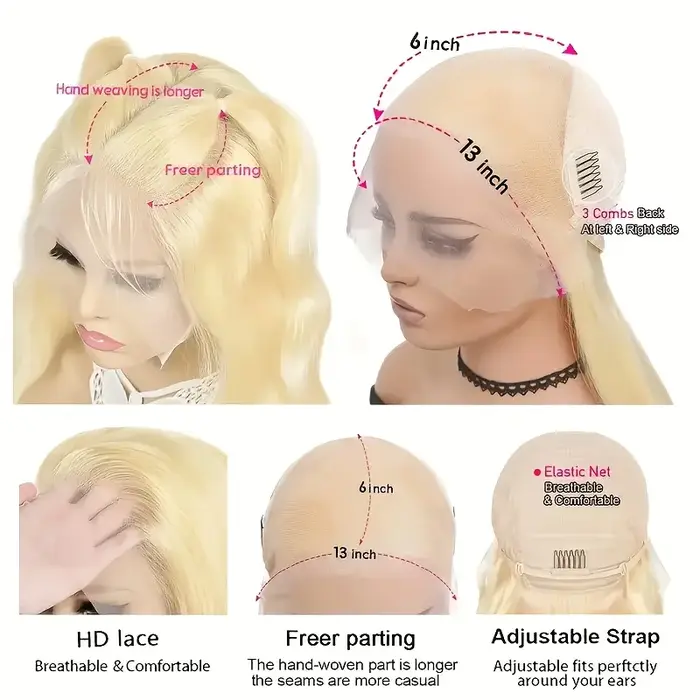 27 # Perruque Cheveux Humains Bouclés Blond Miel 13x6 HD Transparente avec Dentelle Frontale Pré-P