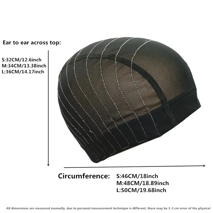 Bonnet de perruque en maille White Mark S/M/L, base en filet respirant pour perruques Lace Front 4x4