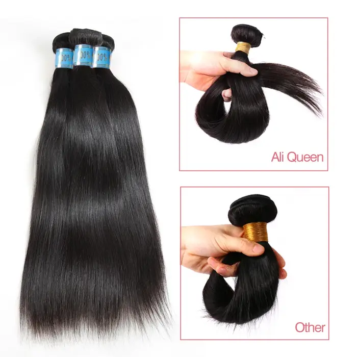 Ali Queen cheveux péruvien droit brut vierge cheveux humains paquets 8 "-28" couleur naturelle 3/4 p