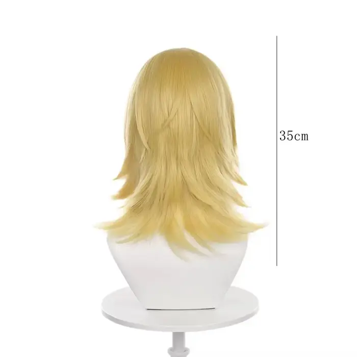 Perruque mi-longue blond doré clair avec couches latérales douces et pointes aériennes