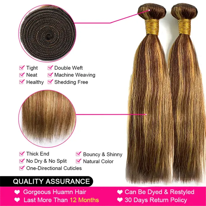 # 4/27 Lots de mèches colorées avec closure, mèches de cheveux humains brésiliens lisses comme des b