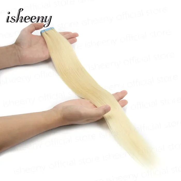 Isheeny – Extensions de cheveux naturels européens Remy, 18 pouces, 1.8g, Mini bande adhésive, 10 pièces