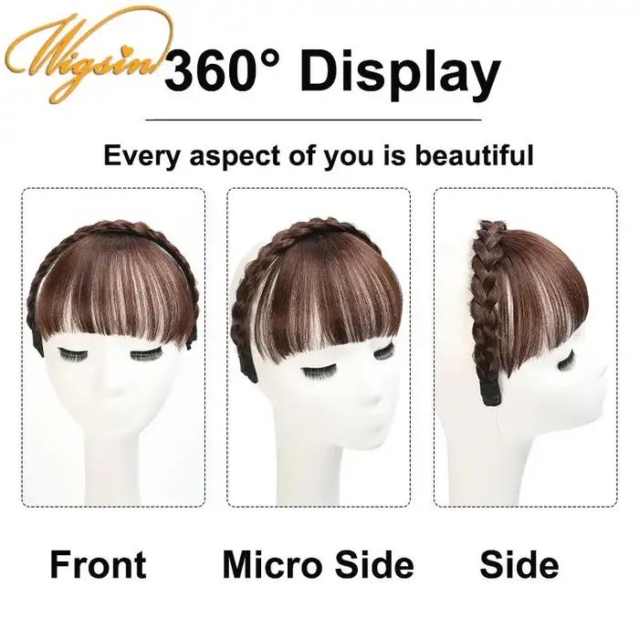 Nouveaux accessoires pour cheveux bandeau synthétique frange à Air perruques avec tresses résistance à la chaleur pince