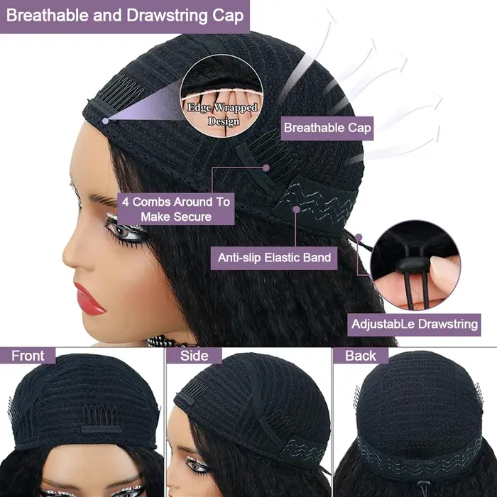 Perruque demi-tête 250% en cheveux humains, ondulée, avec bandeau, version améliorée 3-en-1, à cordo