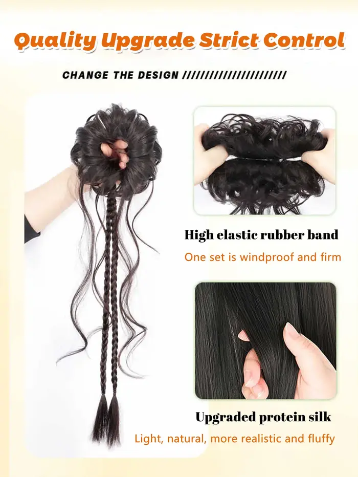 Chignon synthétique Y2K tressé, bandeau élastique bouclé, chouchou, faux cheveux pour femmes, épingl