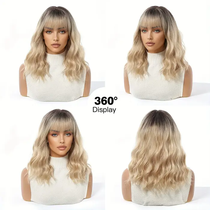 Perruque synthétique ombrée marron à blond