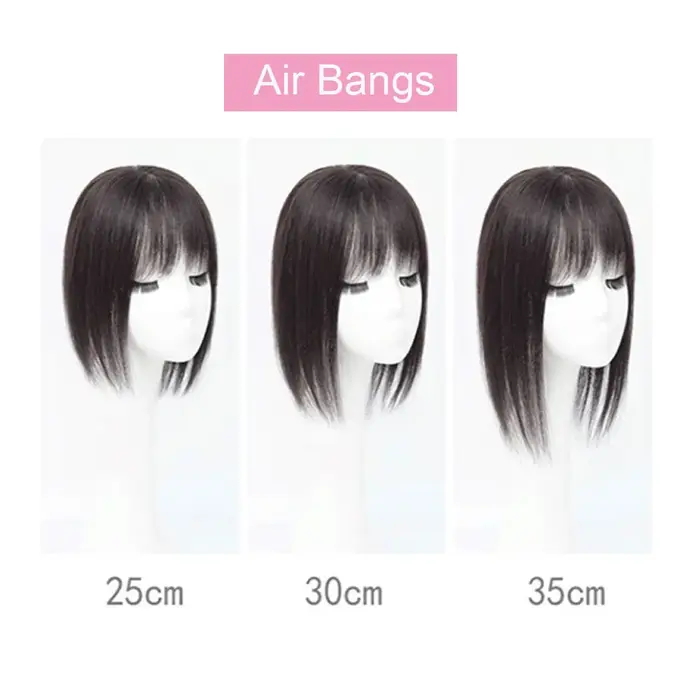 Cheveux humains vierges européens, frange d'air latérale pour femmes, peau de Silicone, Base en soie