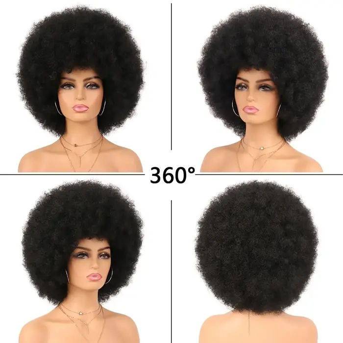 Perruques de cheveux humains bouclés Afro courts avec frange perruques Bob naturelles moelleuses per