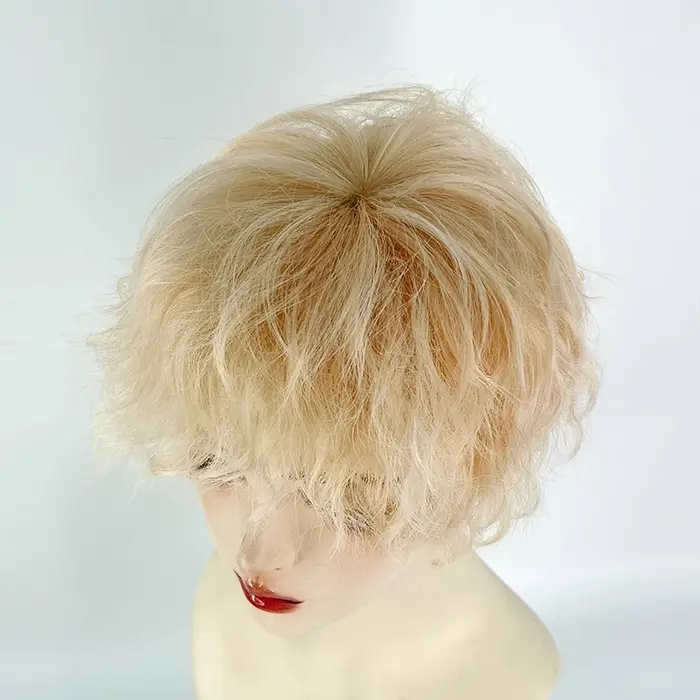 Perruque synthétique Blonde courte ondulée bouclée pour hommes