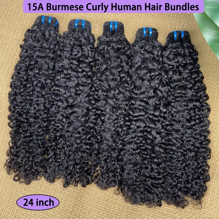 Mèches de cheveux bouclés birmans 18A, couleur naturelle # Extensions de tissage bouclées rebondissa
