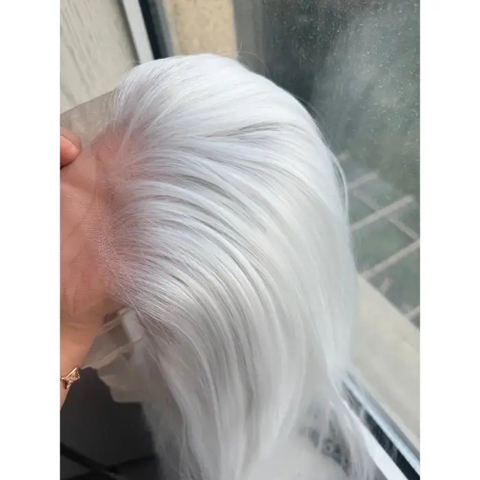 13*6 perruque avant en dentelle blanche pour les femmes 26 pouces perruques de cheveux longs raides fibres de haute