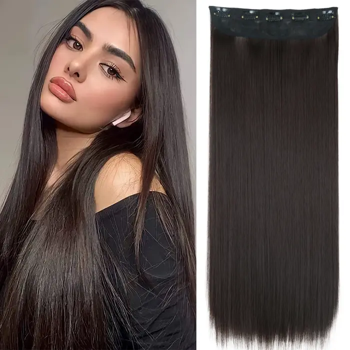 Extension capillaire synthétique longue et lisse à Clip