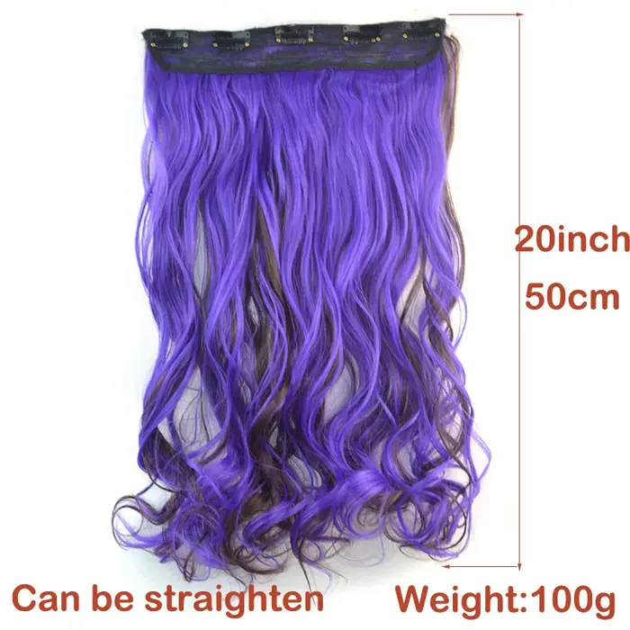 Jeedou une pièce synthétique Clip-in Extension de cheveux Ombre ondulé noir bleu dégradé moderne Cosplay boîte de nuit Style postiche