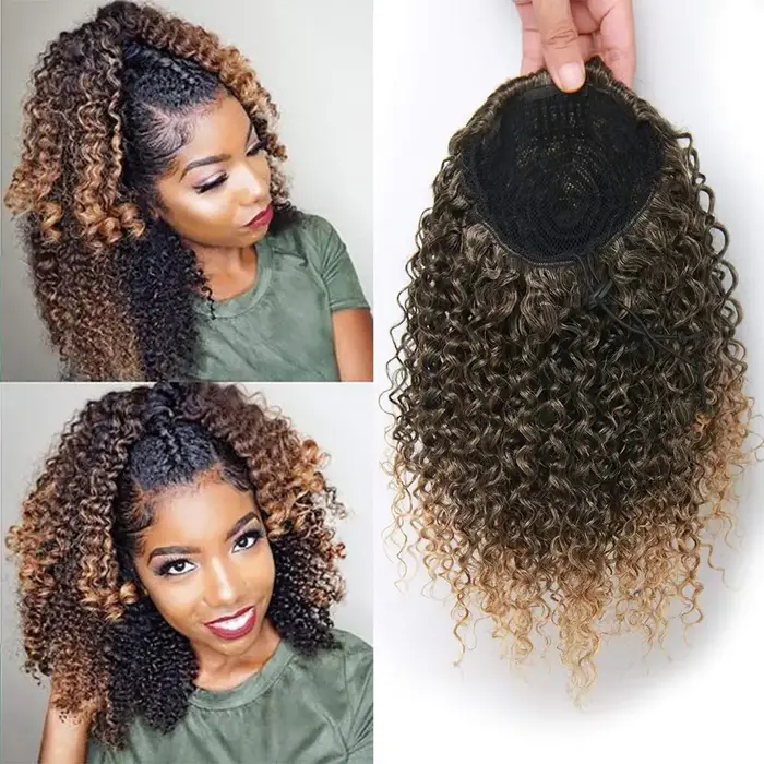 Synthétique court Afro crépus bouclés queue de cheval morceau de cheveux pour afro-américain queue d