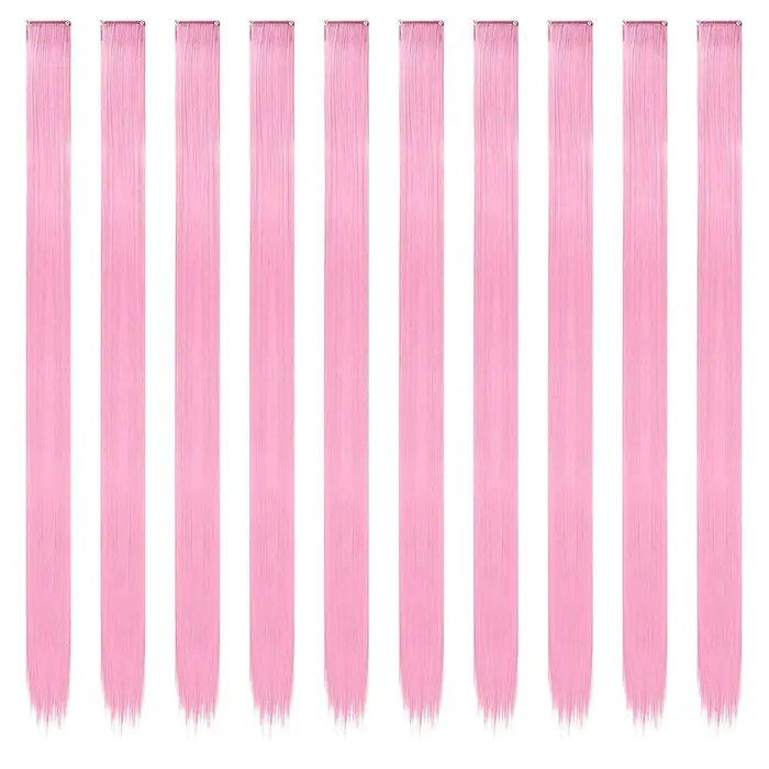 Extensions de cheveux synthétiques longues à clips
