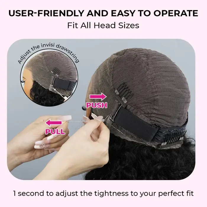ISEE 360 crépus bouclés porter Go perruque sans colle avec des cordons invisibles pré-coupés dentelle