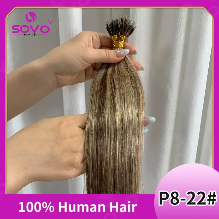 Extensions de cheveux naturels Nano Ring Remy lisses