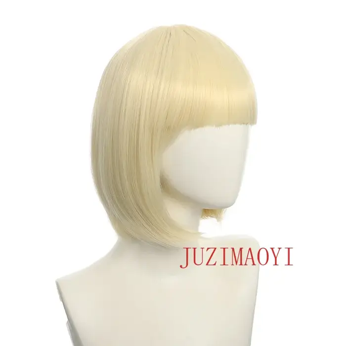 Perruque synthétique Bob courte d'halloween pour femmes, avec frange, Blonde ombrée rose, Cosplay Lo