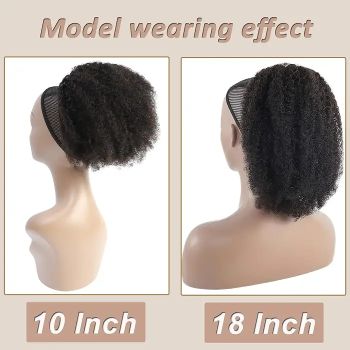 Afro Puff cordon queue de cheval chignon pour les femmes noires 12A brésilien vierge cheveux humains 4C