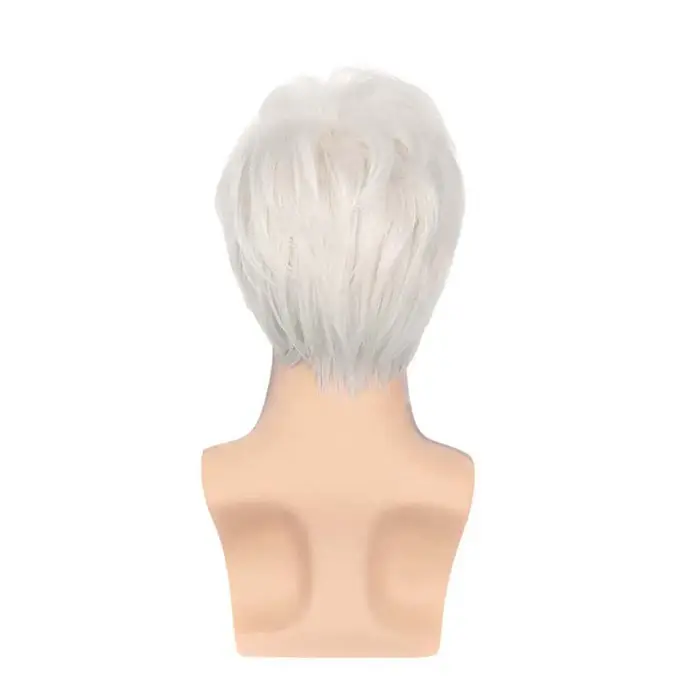 Perruque Synthétique Courte Bouclée avec Frange pour Homme