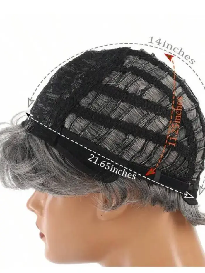 Perruques synthétiques courtes grises pour femmes de plus de 60 ans