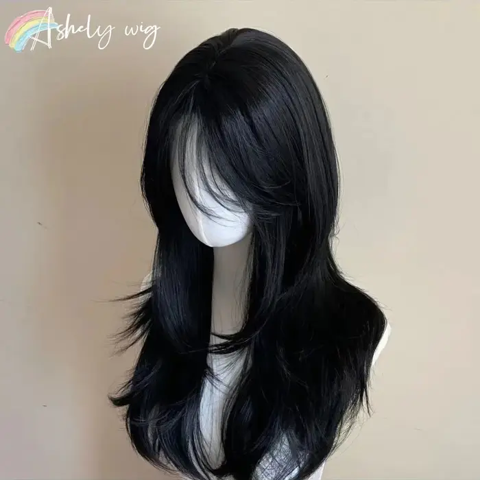 Perruque noire femme bandeau corps ondulé Rose filet à cheveux modèles en frange française haut nive