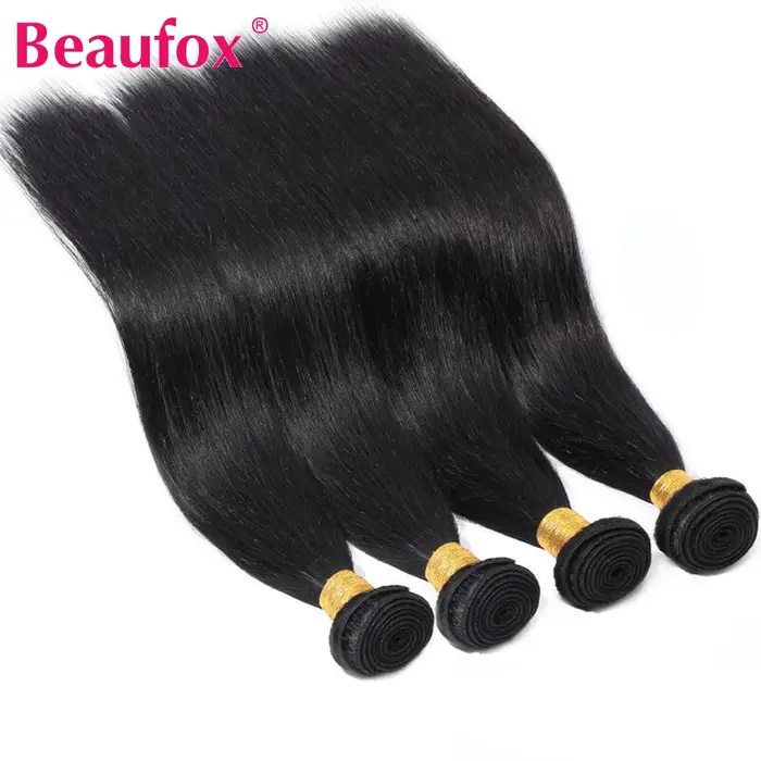 Beautorch-Tissage en Lot Brésilien Naturel Remy Lisse de 32 Pouces, Extensions de Cheveux Humains po
