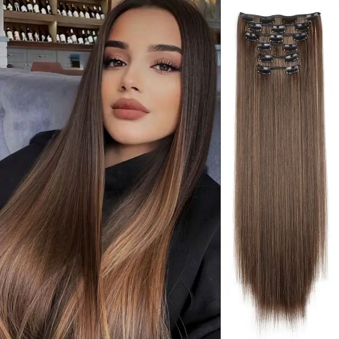 Extensions de cheveux noirs 24 pouces/60 cm