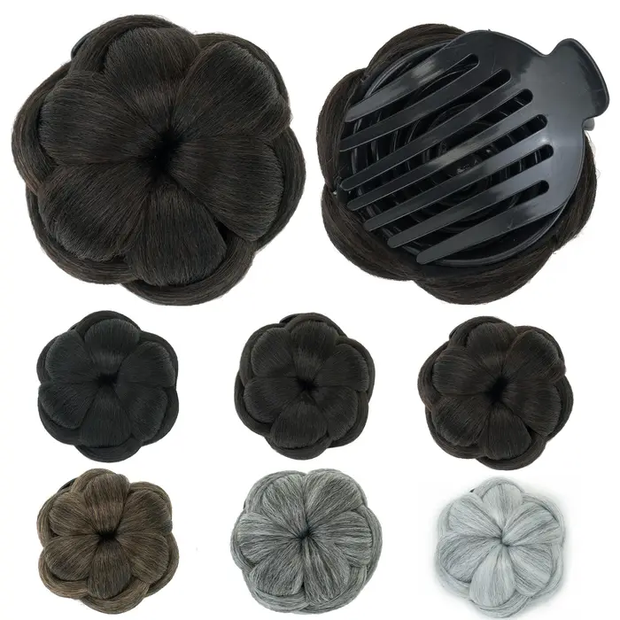 Soowee Chouchou pour cheveux tressés - Postiche à griffes pour un chignon facile et un coiffage