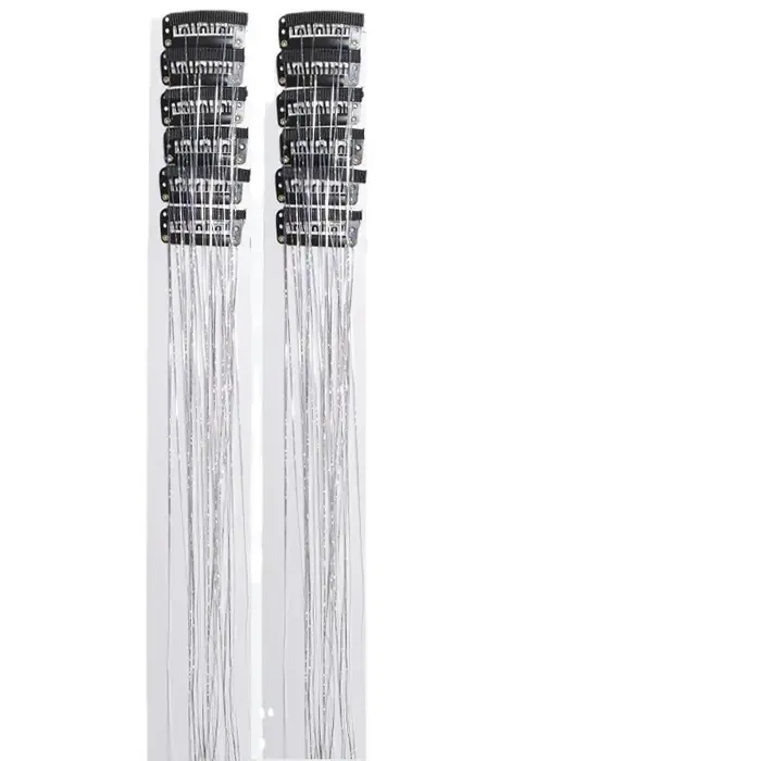 12 pièces cheveux synthétiques Tinsel 20 pouces pince en paillettes Tinsel pince à cheveux dans les