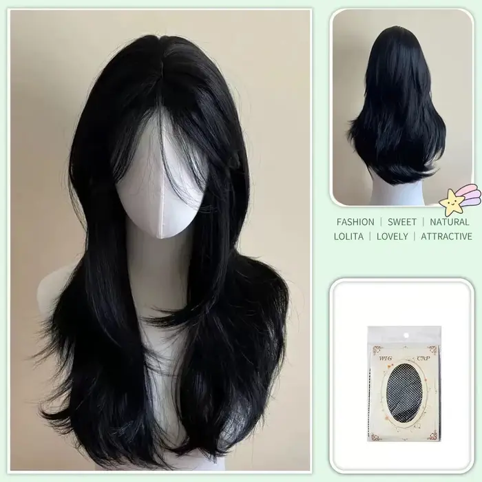 Perruque noire femme bandeau corps ondulé Rose filet à cheveux modèles en frange française haute qualité Simulation