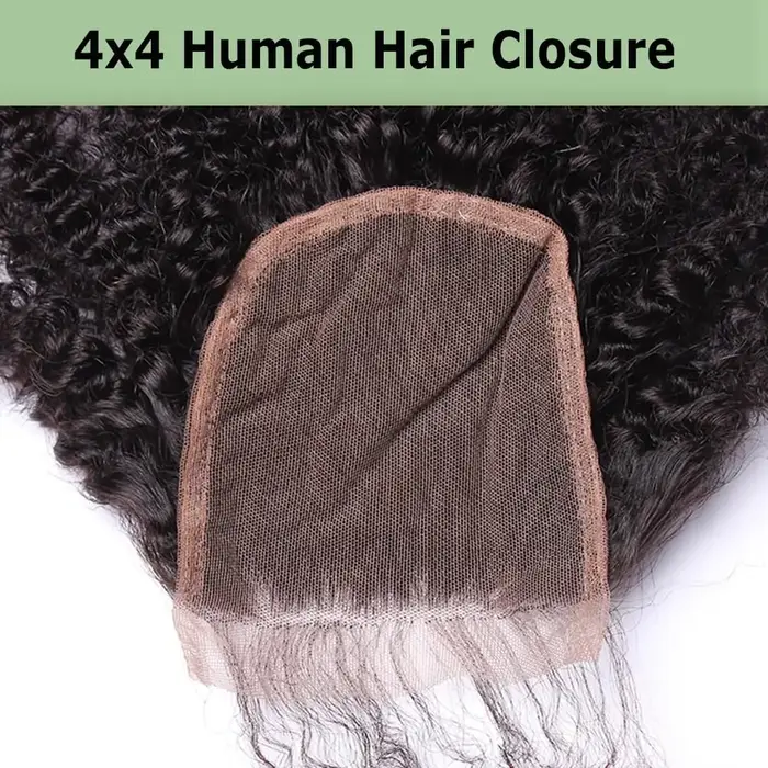 Afro crépus bouclés 4x4 5x5 dentelle fermeture Extensions de cheveux humains vague bouclée 4x4 5x5 Transparent