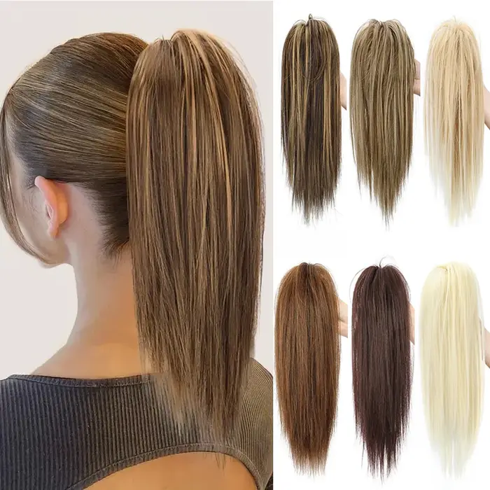 Extension capillaire synthétique courte et lisse de 14 pouces