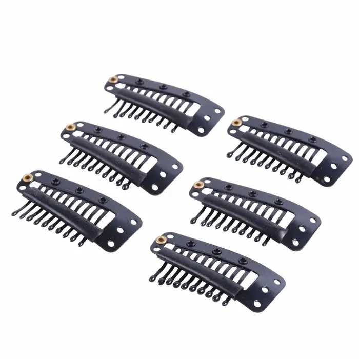 Perruques pinces à cheveux 100 pièces 36mm 10 dents Clips à pression avec dos en silicone pour Extension accessoires